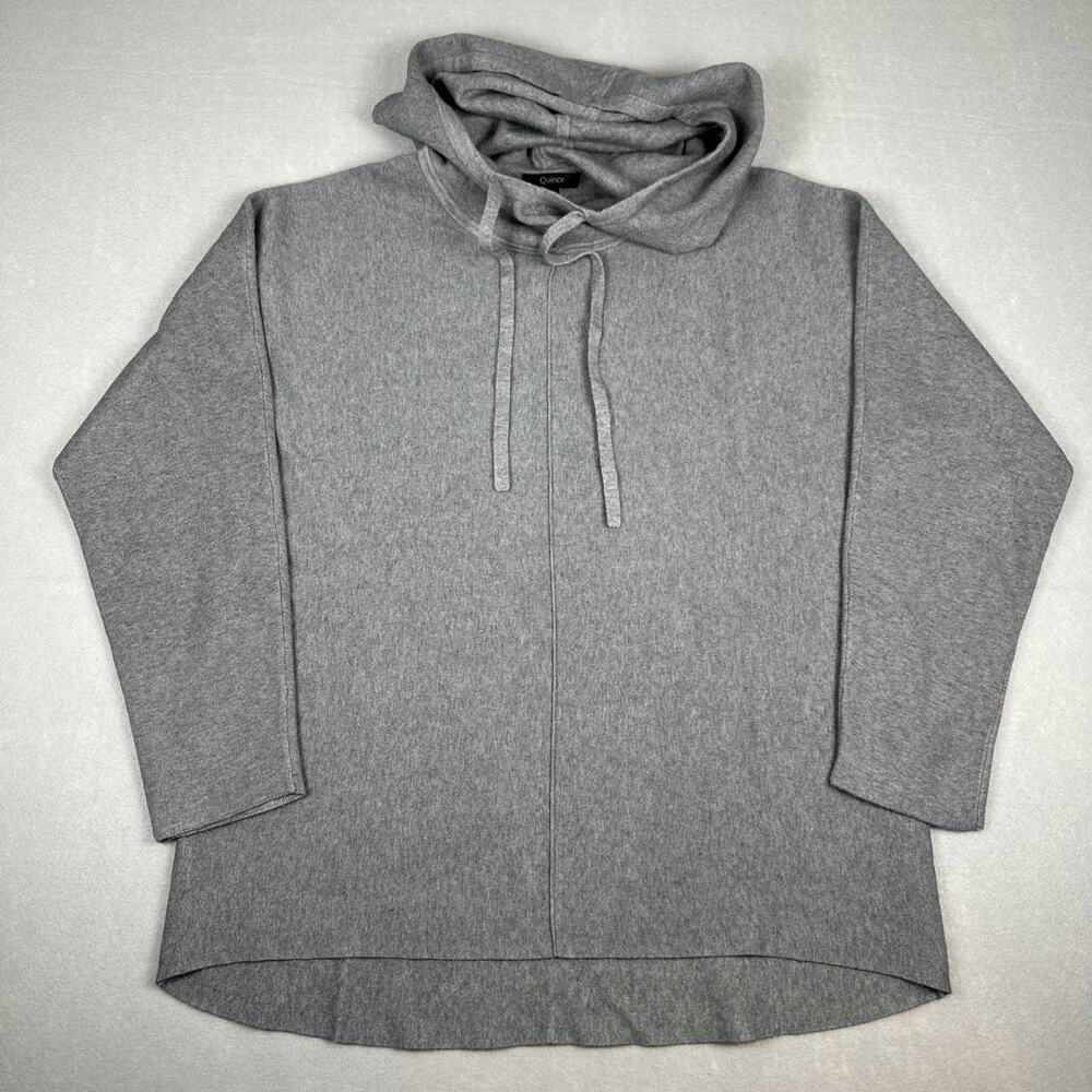 Quince Eco-Knit Milano Stitch Pullover Hoodie Size Large Heather Grey